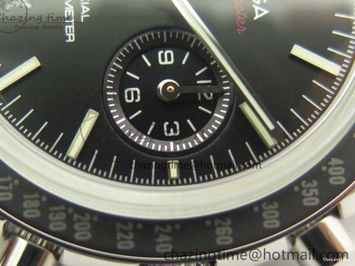 0317 TechFriendly SpeedMaster MoonWatch SS OMF 1:1 Best Edition Black Red Dial On SS Bracelet A9300 V 8092